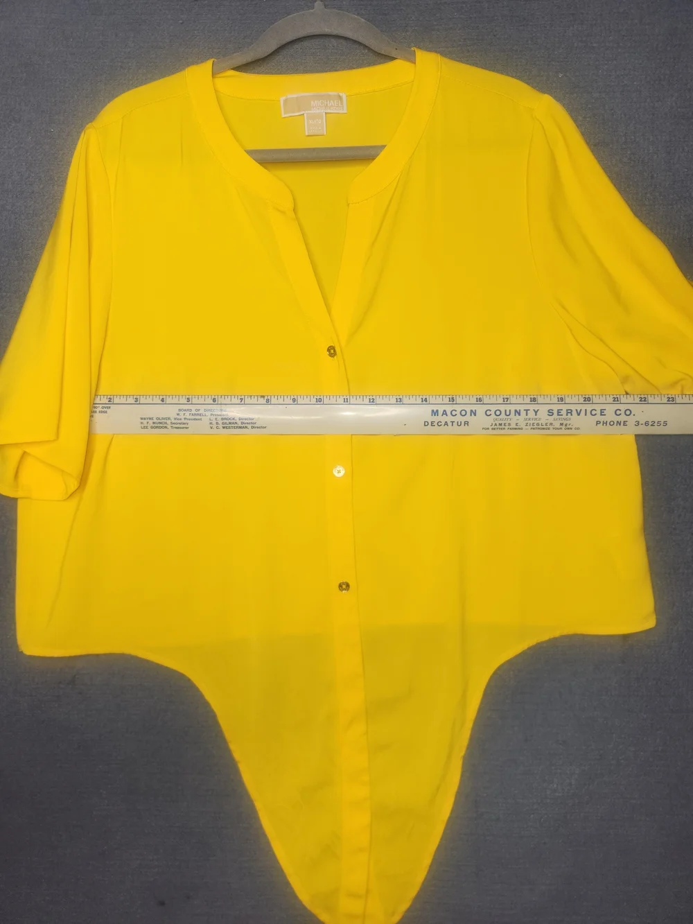 Bright Yellow Button-Front Draped Blouse